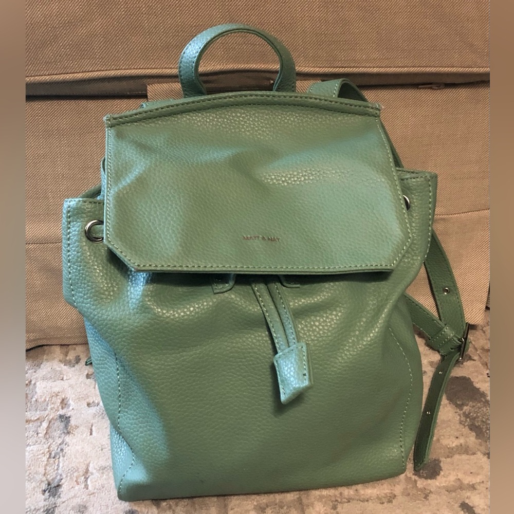 Matt & Nat Sage Green Vegan Leather Backpack